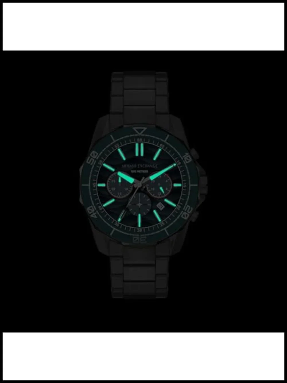 Mens Stainless Steel Chronograph Watch 100m Water Resistant Dive Inspired